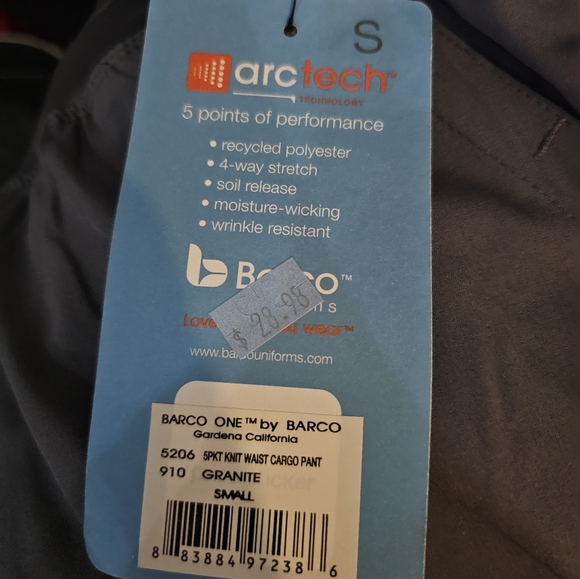 Barco One Women’s Wine Stride 5-Pocket Mid-Rise Cargo Scrub Pant Size Small New - Picture 6 of 6